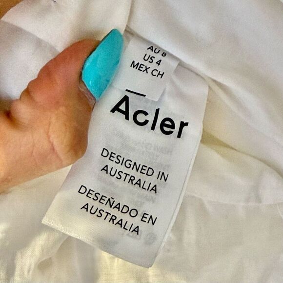 Acler Mock Neck Polka Dot Frills Ruffle White Hawk Top Women’s Size 4US - Picture 6 of 11